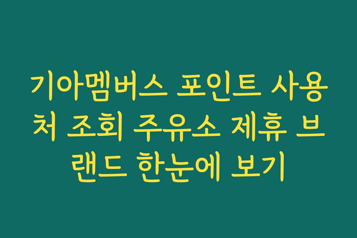 기아멤버스 포인트 사용처 조회 주유소 제휴 브랜드 한눈에 보기