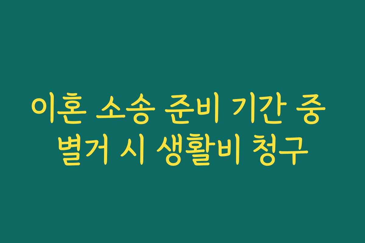 이혼 소송 준비 기간 중 별거 시 생활비 청구