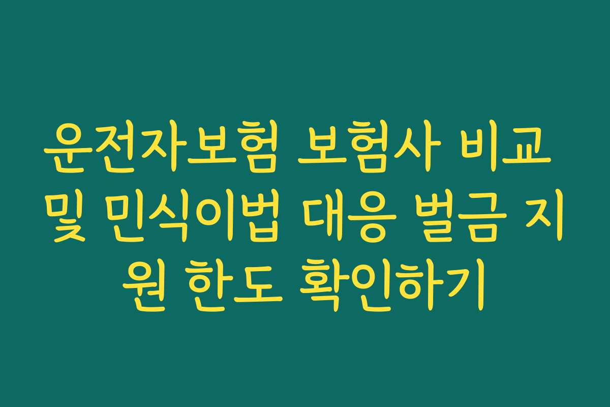운전자보험 보험사 비교 및 민식이법 대응 벌금 지원 한도 확인하기