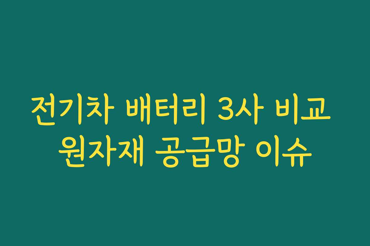 전기차 배터리 3사 비교 원자재 공급망 이슈