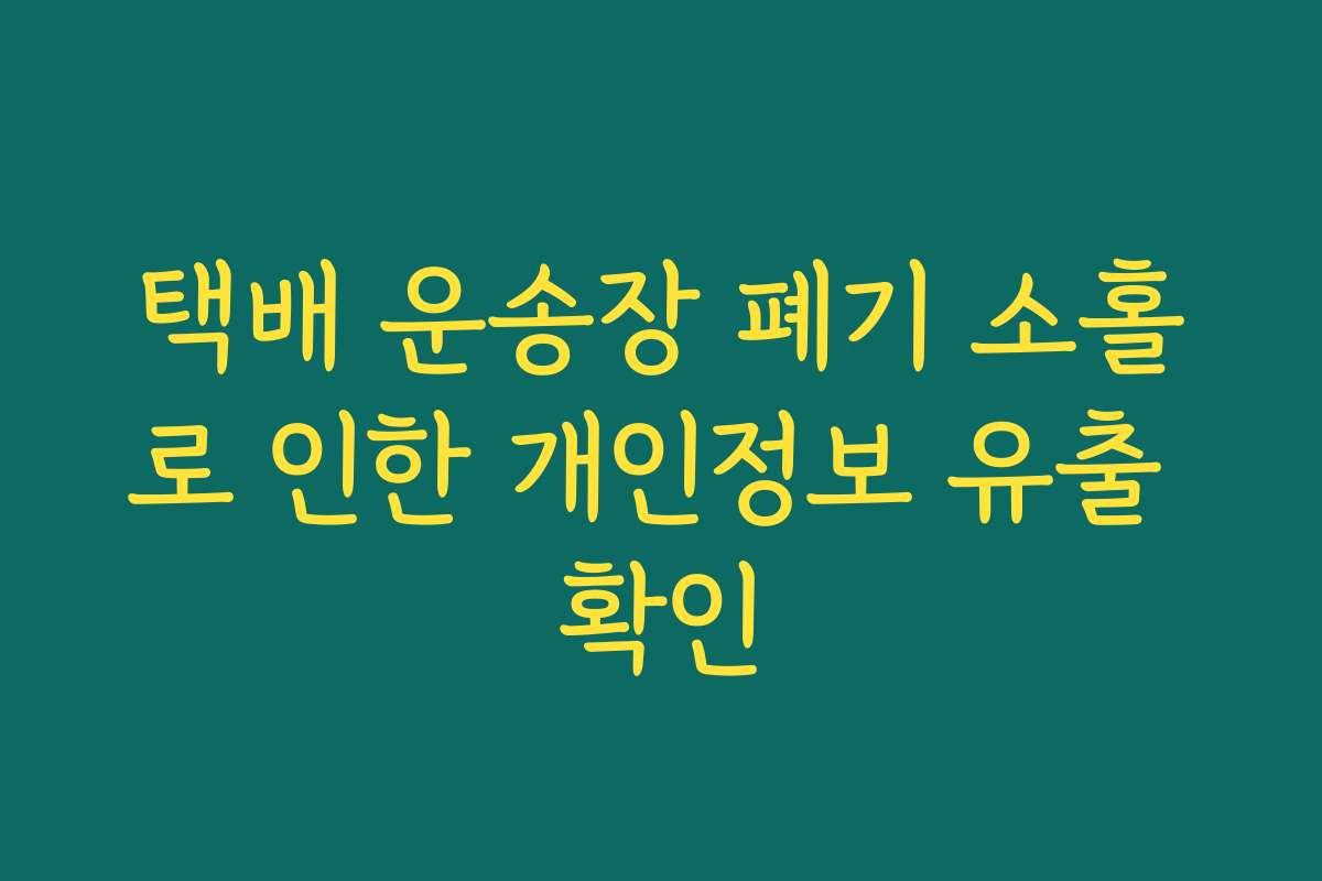 택배 운송장 폐기 소홀로 인한 개인정보 유출 확인