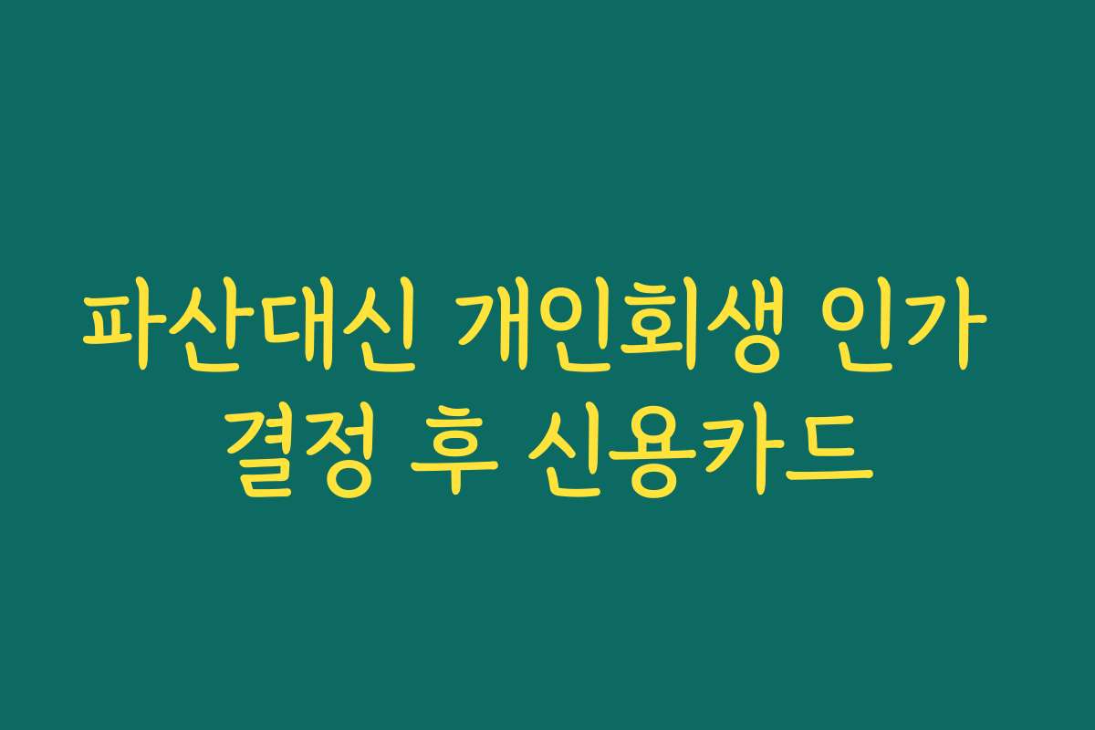 파산대신 개인회생 인가 결정 후 신용카드
