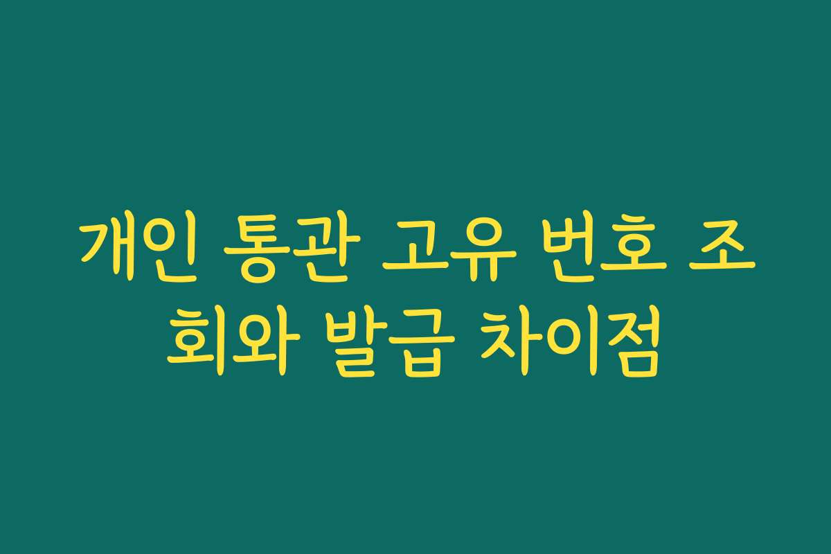 개인 통관 고유 번호 조회와 발급 차이점
