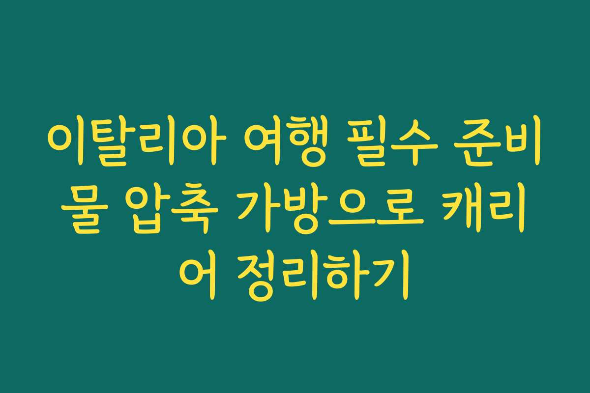 이탈리아 여행 필수 준비물 압축 가방으로 캐리어 정리하기