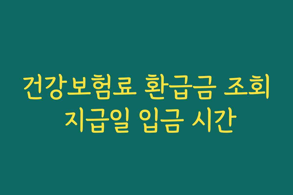 건강보험료 환급금 조회 지급일 입금 시간