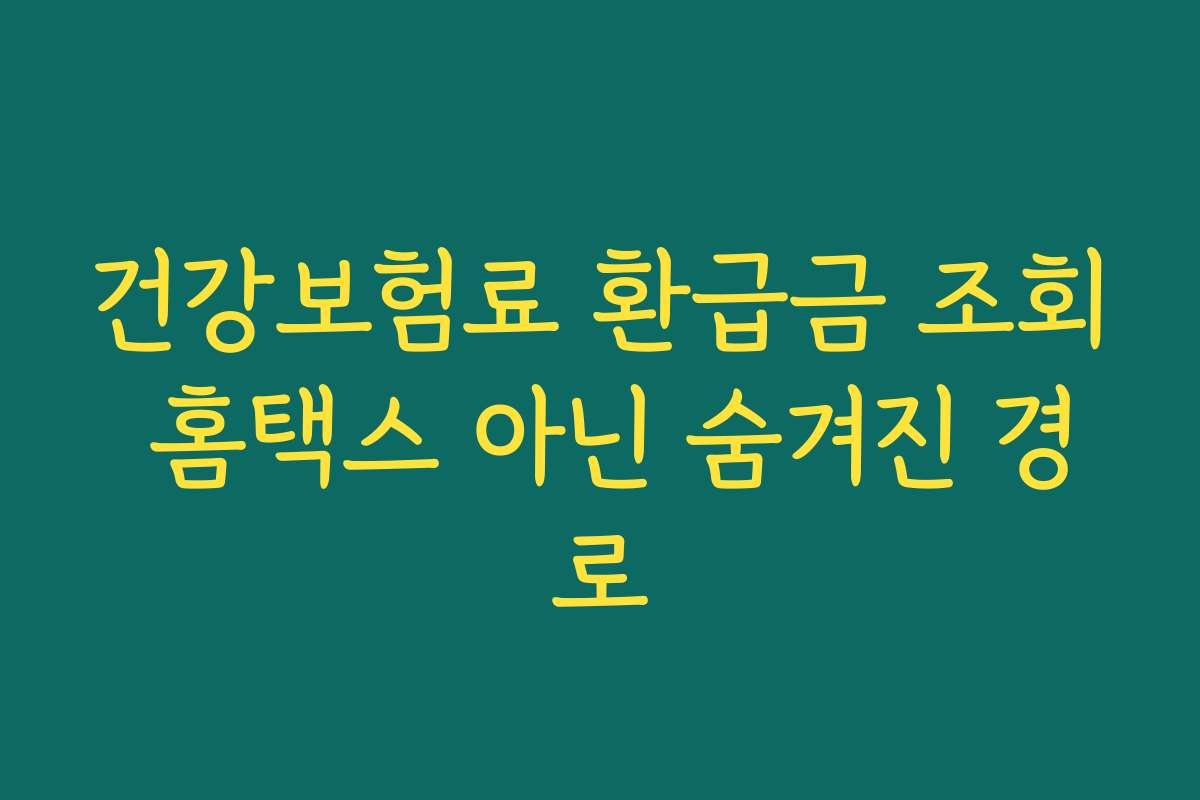 건강보험료 환급금 조회 홈택스 아닌 숨겨진 경로