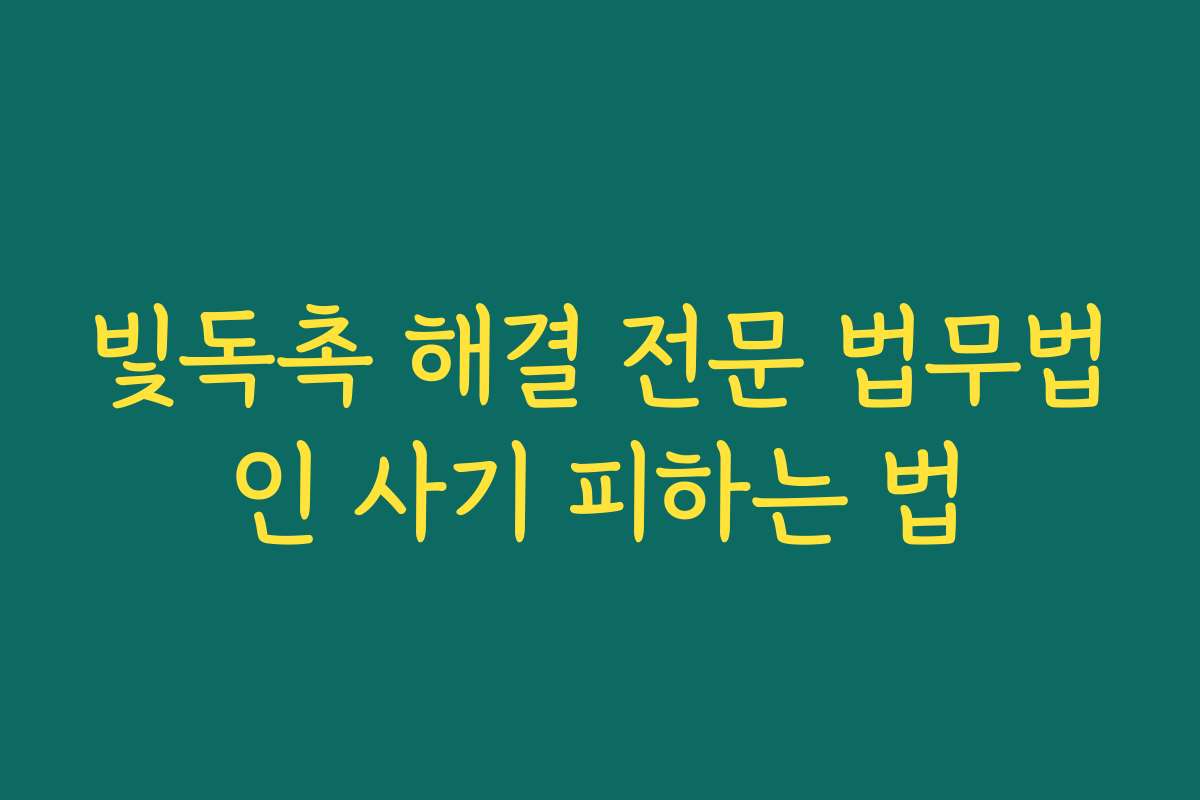 빛독촉 해결 전문 법무법인 사기 피하는 법