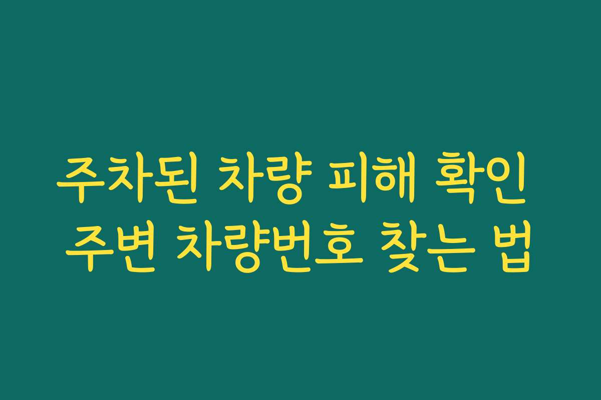 주차된 차량 피해 확인 주변 차량번호 찾는 법