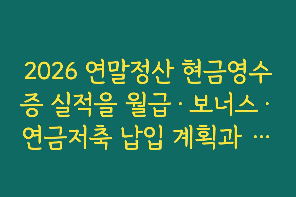 2026 연말정산 현금영수증 실적을 월급·보너스·연금저축 납입 계획과 함께 설계하는 방법