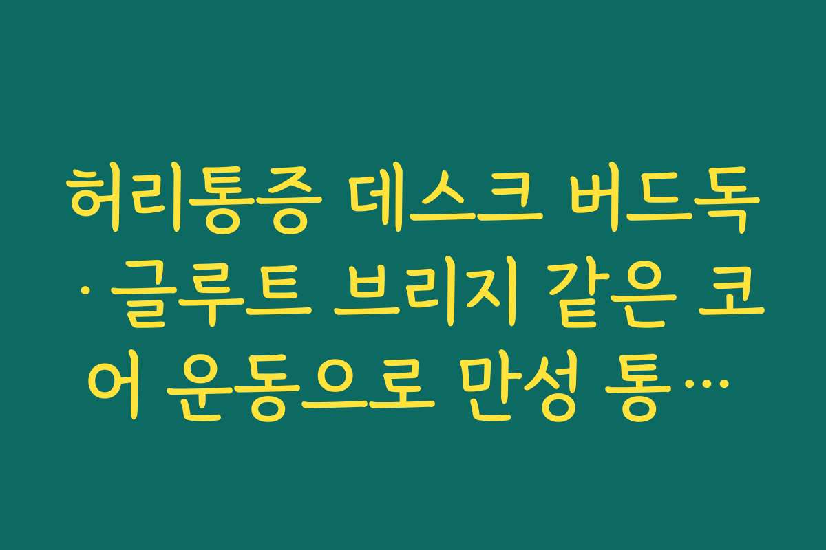 허리통증 데스크 버드독·글루트 브리지 같은 코어 운동으로 만성 통증을 관리하는 법