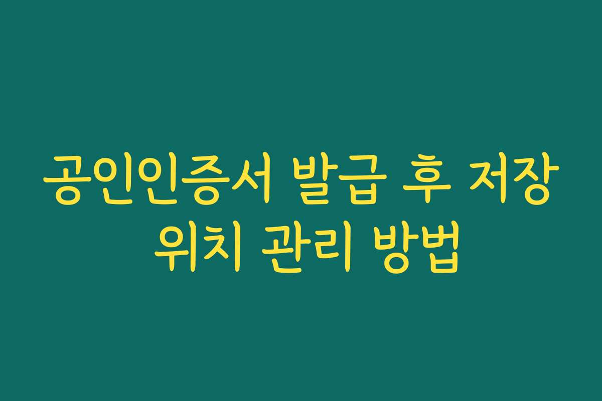 공인인증서 발급 후 저장 위치 관리 방법