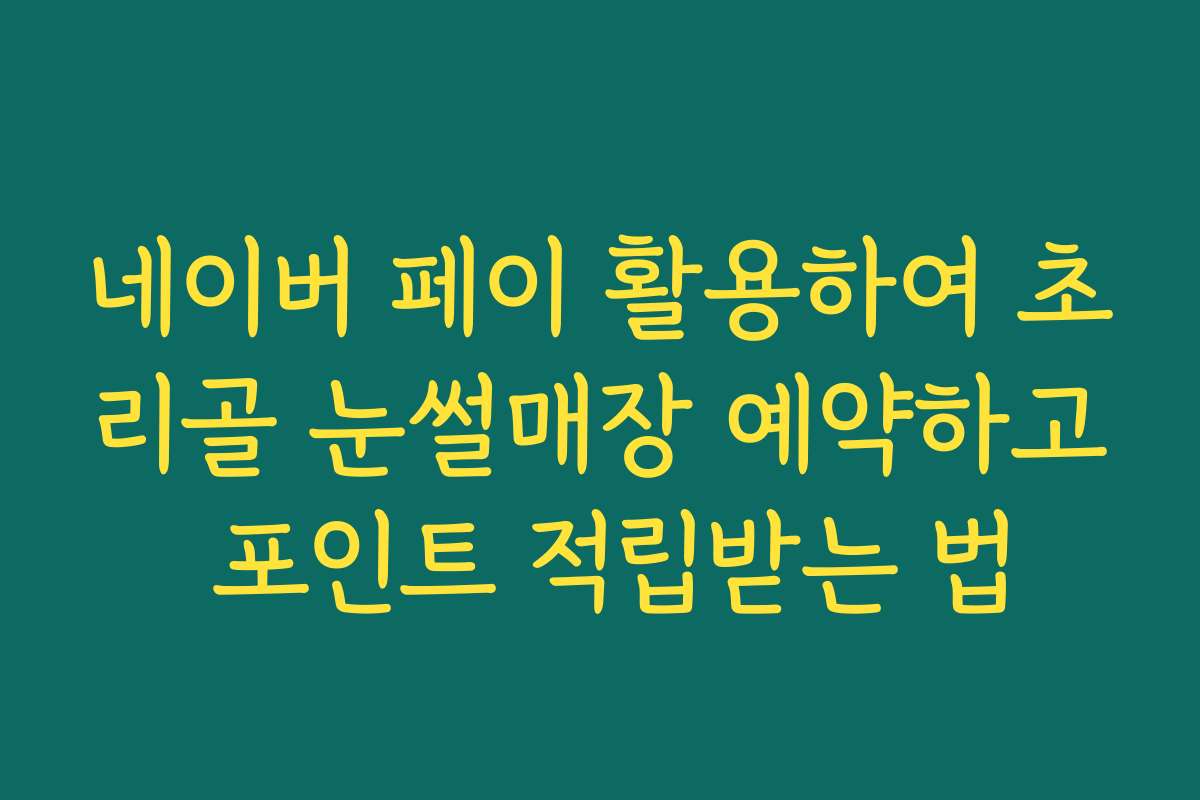 네이버 페이 활용하여 초리골 눈썰매장 예약하고 포인트 적립받는 법