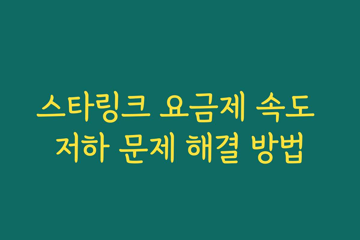 스타링크 요금제 속도 저하 문제 해결 방법
