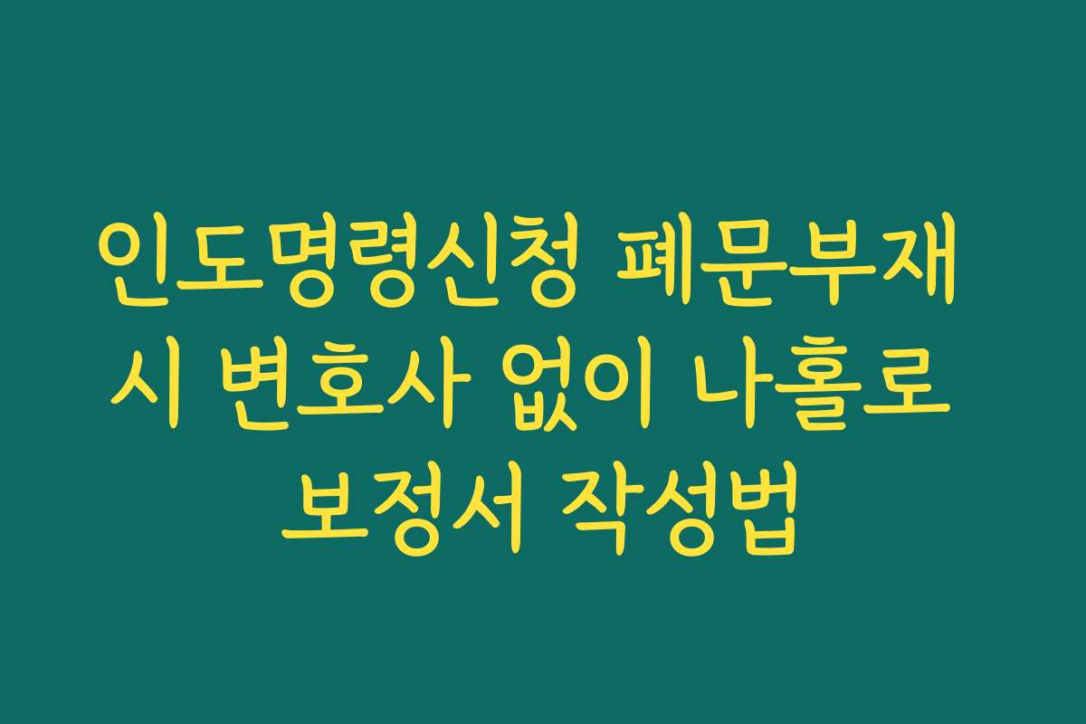 인도명령신청 폐문부재 시 변호사 없이 나홀로 보정서 작성법