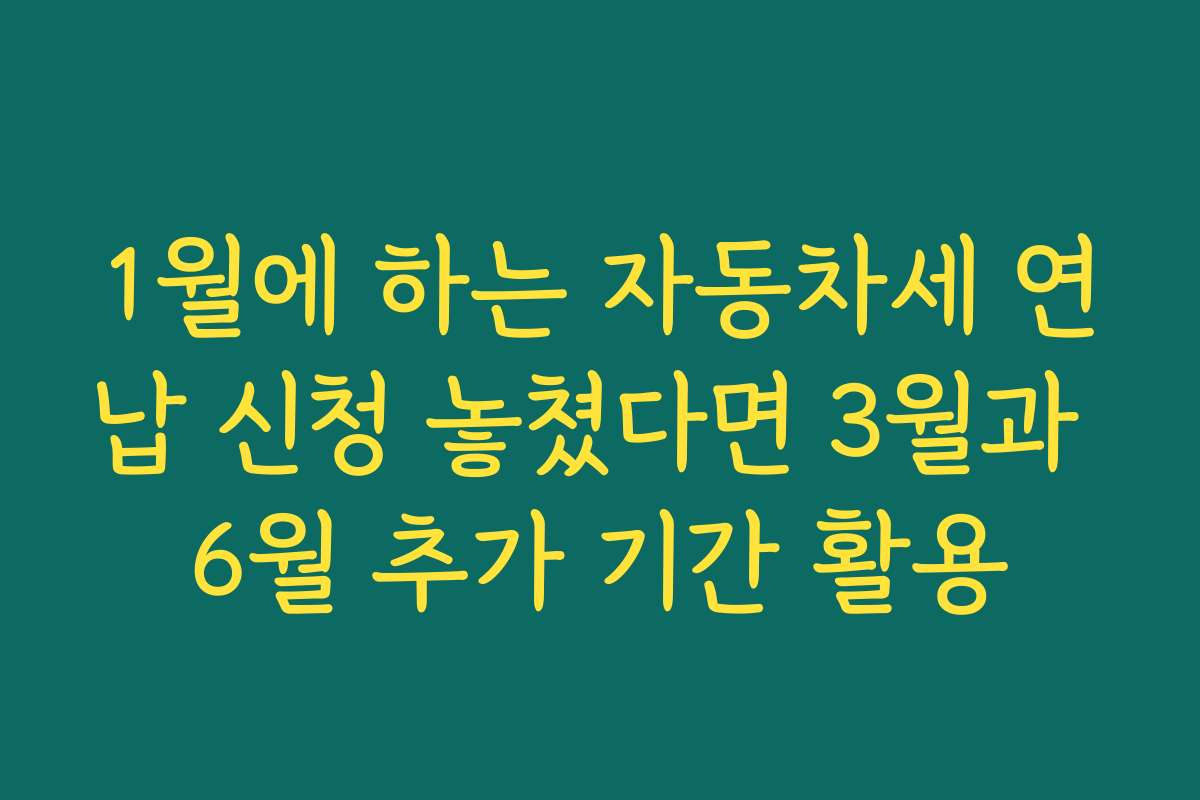 1월에 하는 자동차세 연납 신청 놓쳤다면 3월과 6월 추가 기간 활용