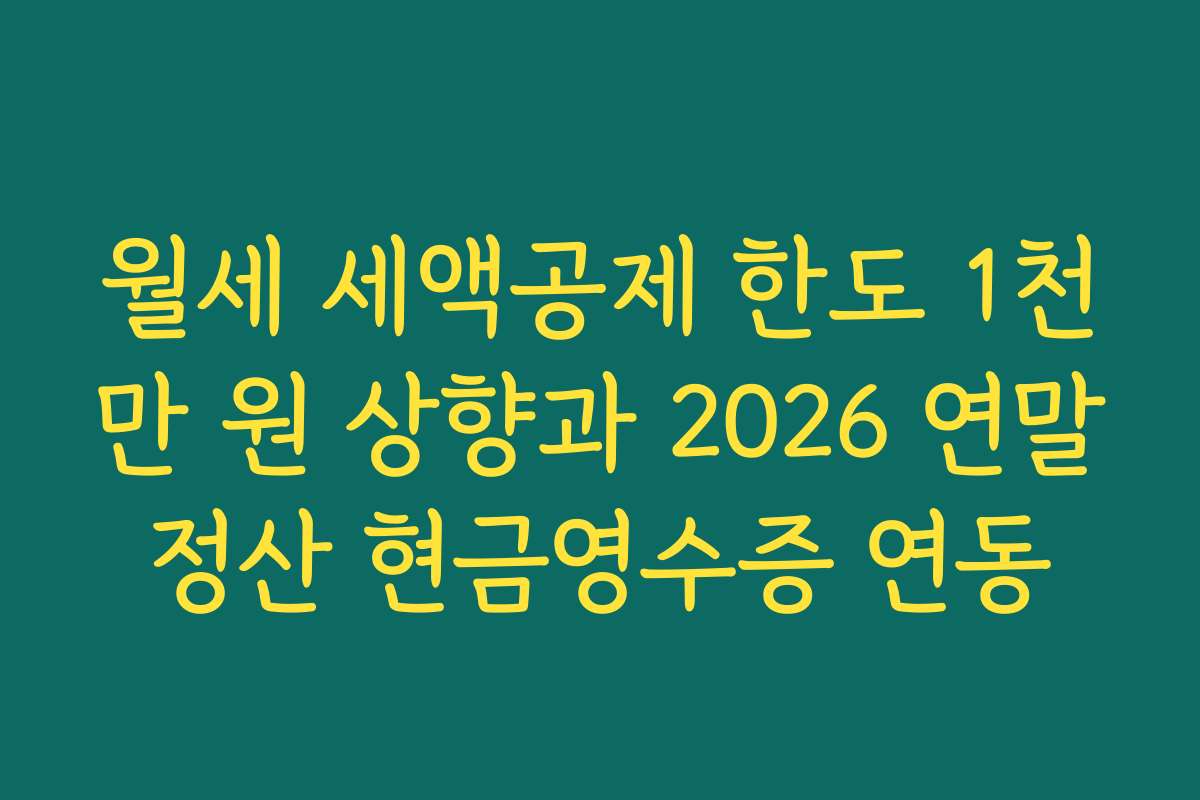 월세 세액공제 한도 1천만 원 상향과 2026 연말정산 현금영수증 연동
