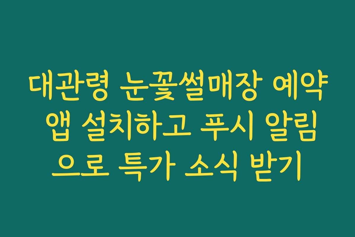 대관령 눈꽃썰매장 예약 앱 설치하고 푸시 알림으로 특가 소식 받기