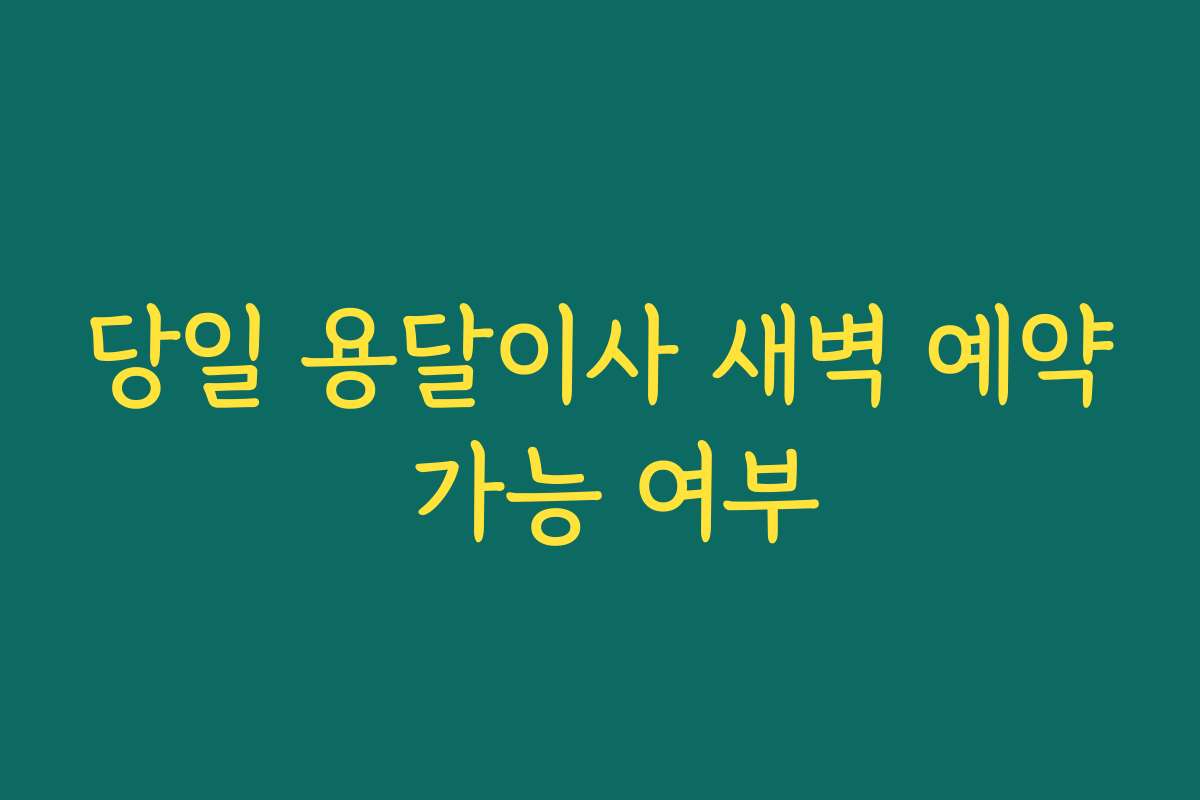 당일 용달이사 새벽 예약 가능 여부