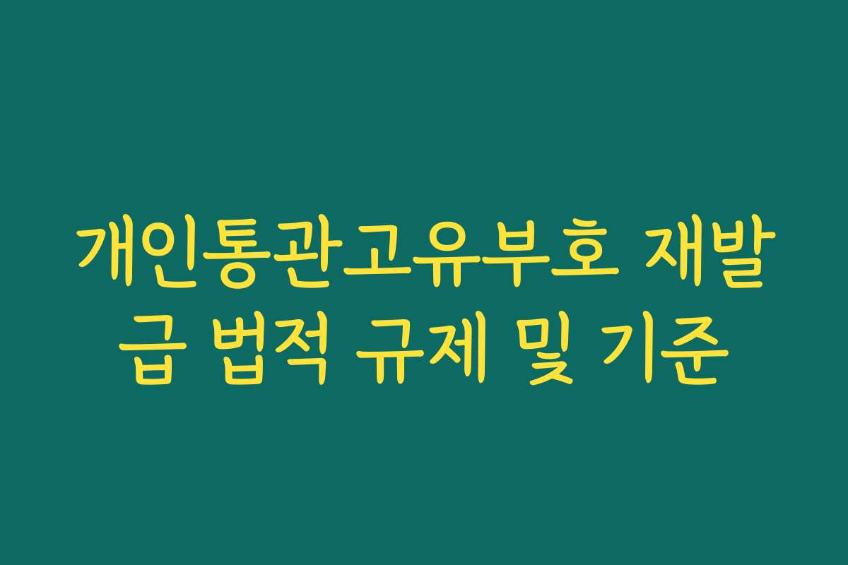 개인통관고유부호 재발급 법적 규제 및 기준