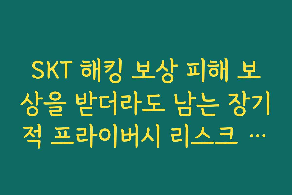 SKT 해킹 보상 피해 보상을 받더라도 남는 장기적 프라이버시 리스크 살펴보기