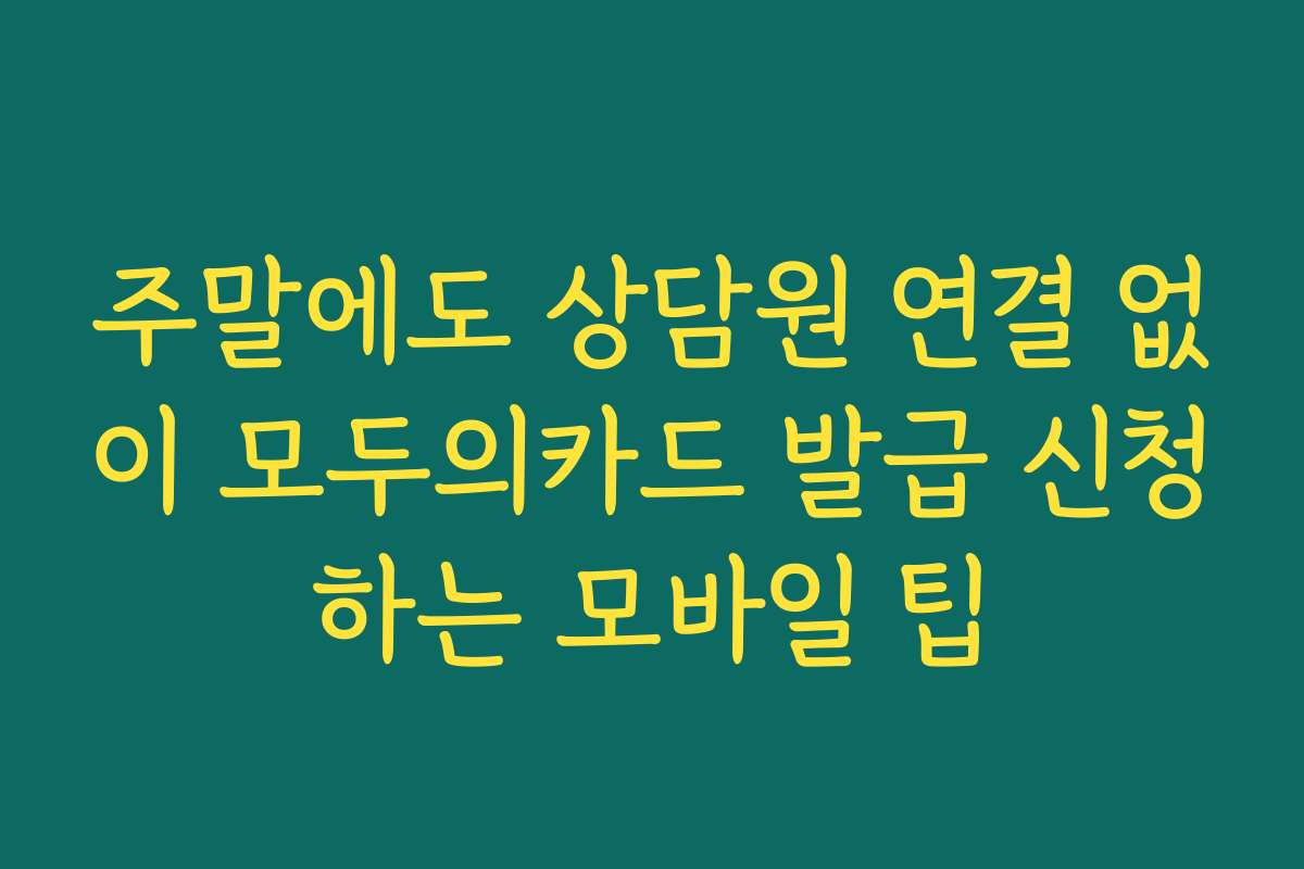 주말에도 상담원 연결 없이 모두의카드 발급 신청하는 모바일 팁