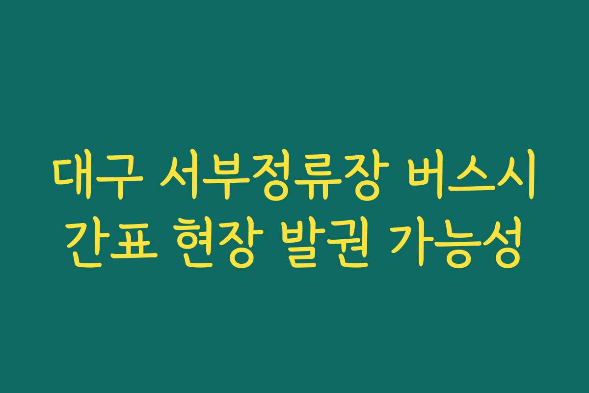 대구 서부정류장 버스시간표 현장 발권 가능성