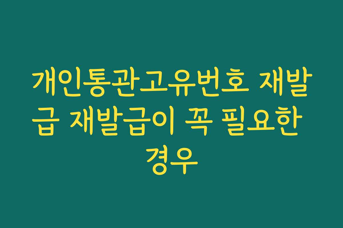 개인통관고유번호 재발급 재발급이 꼭 필요한 경우