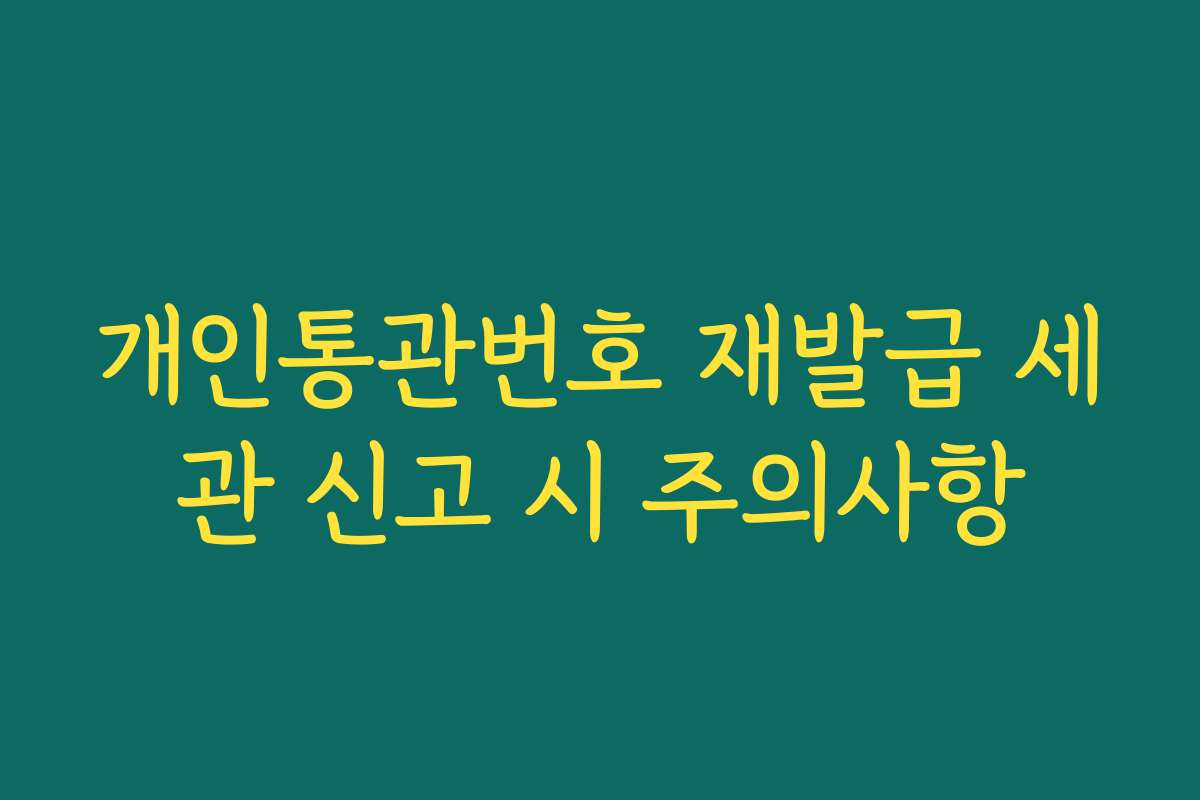 개인통관번호 재발급 세관 신고 시 주의사항