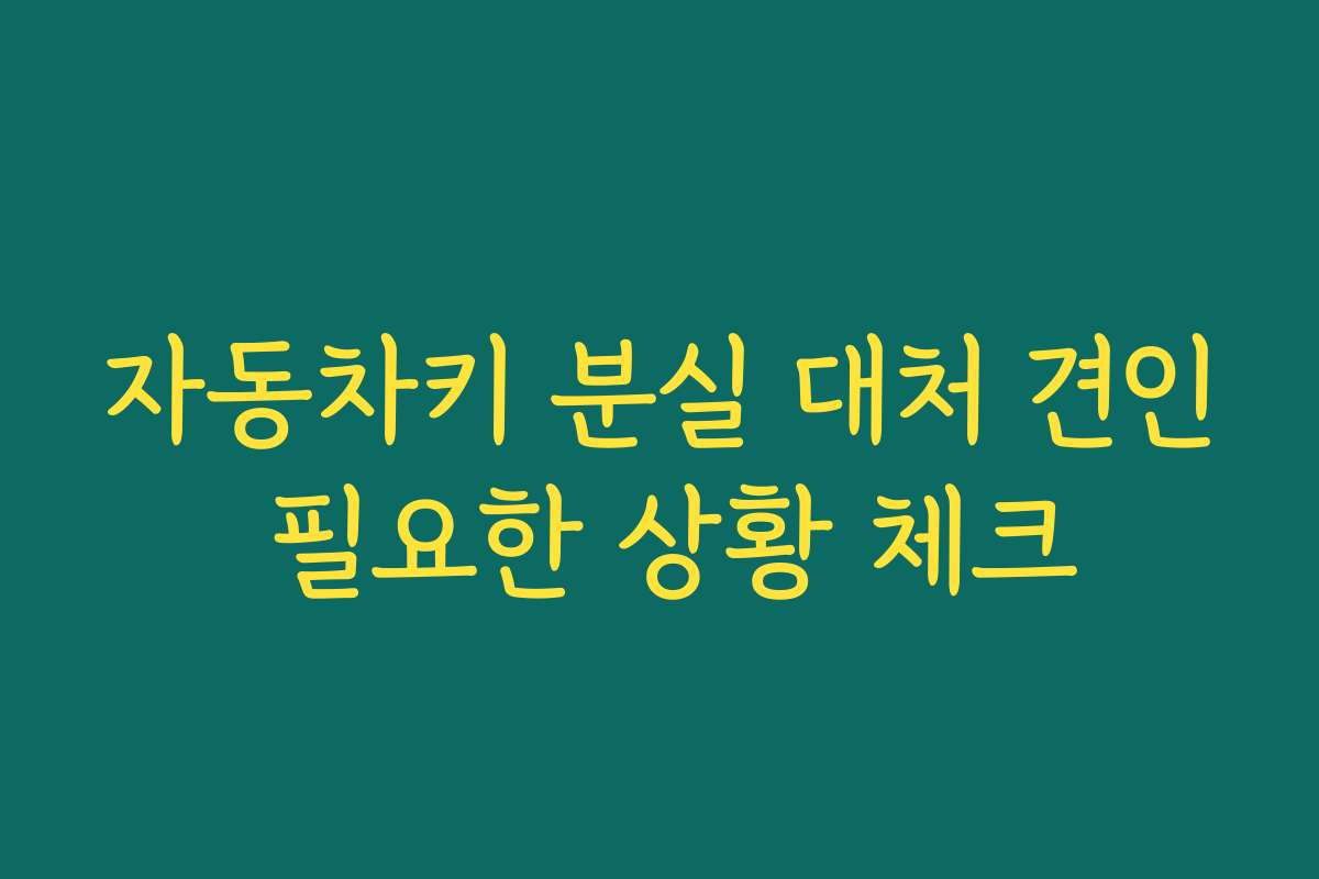 자동차키 분실 대처 견인 필요한 상황 체크