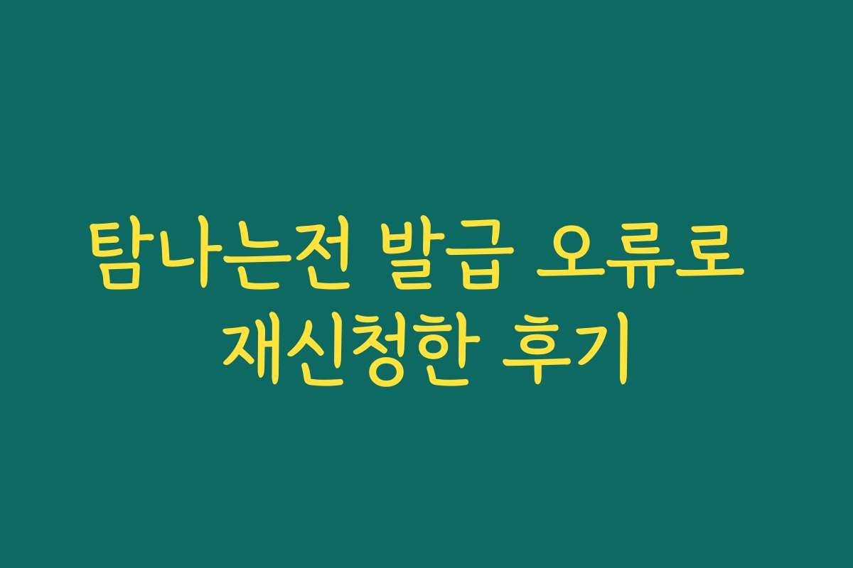 탐나는전 발급 오류로 재신청한 후기