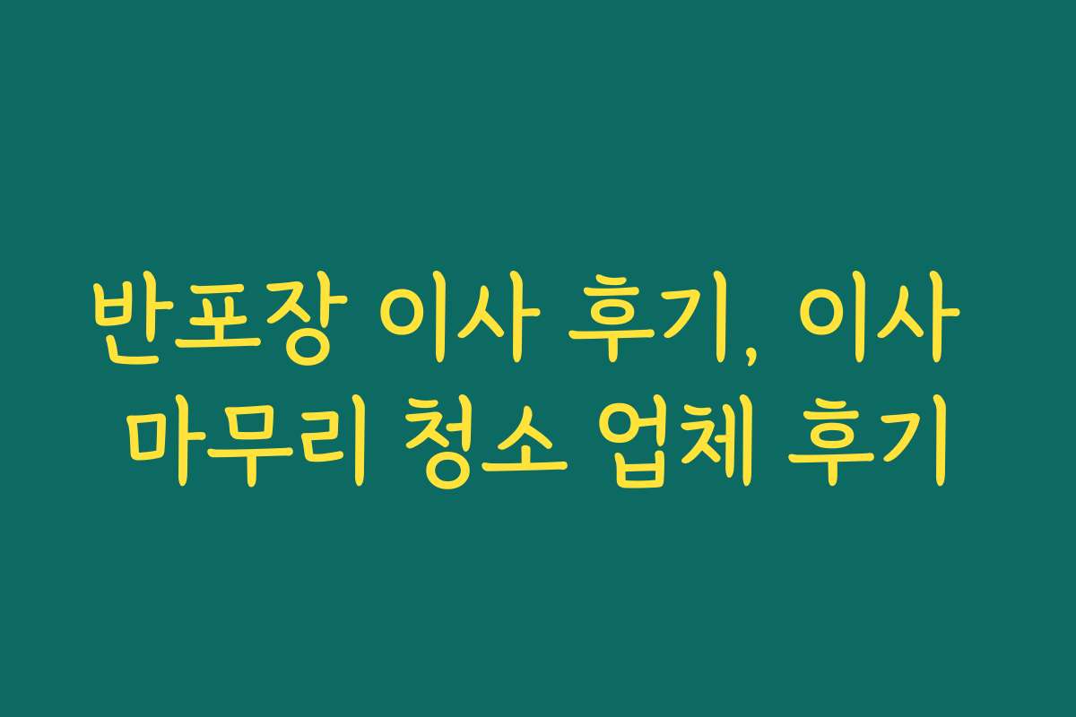 반포장 이사 후기, 이사 마무리 청소 업체 후기