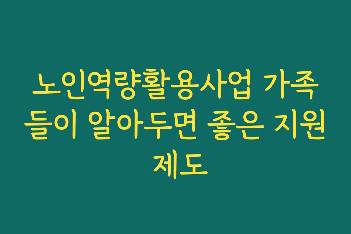 노인역량활용사업 가족들이 알아두면 좋은 지원 제도