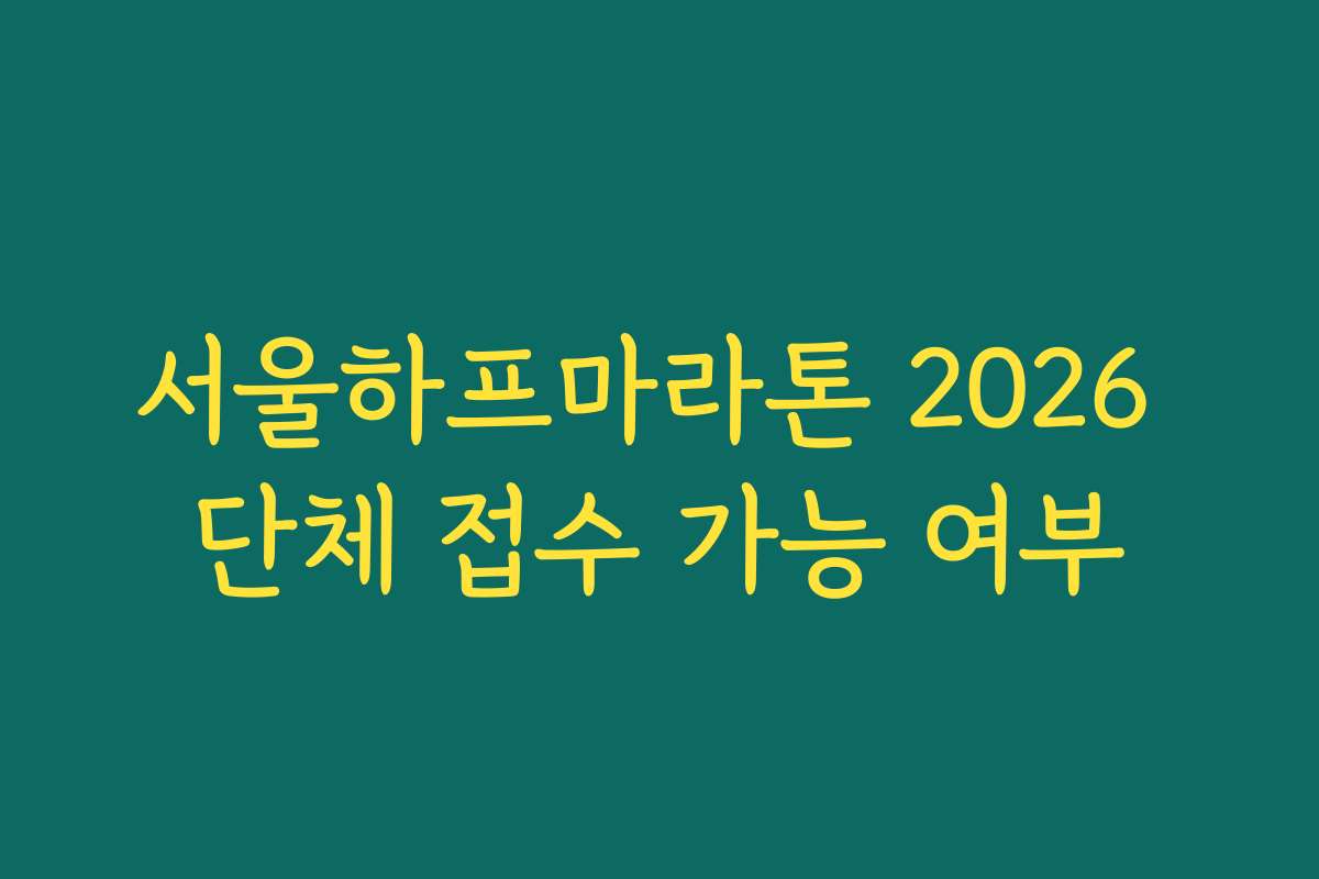 서울하프마라톤 2026 단체 접수 가능 여부