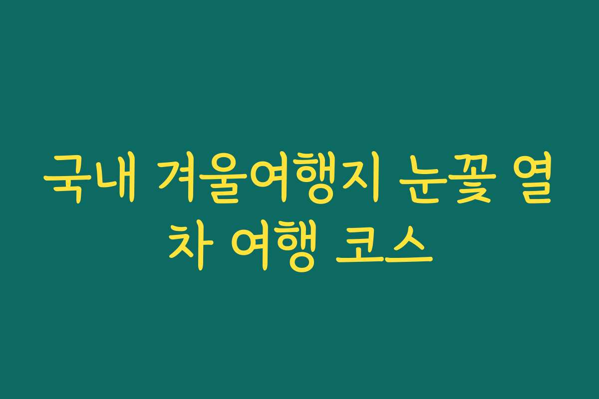 국내 겨울여행지 눈꽃 열차 여행 코스