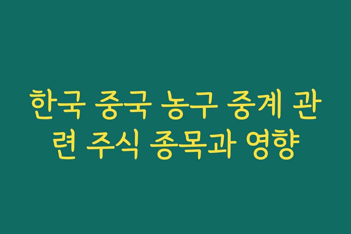 한국 중국 농구 중계 관련 주식 종목과 영향