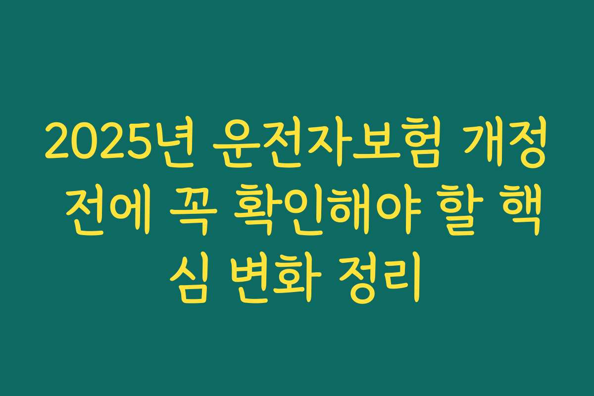 2025년 운전자보험 개정 전에 꼭 확인해야 할 핵심 변화 정리