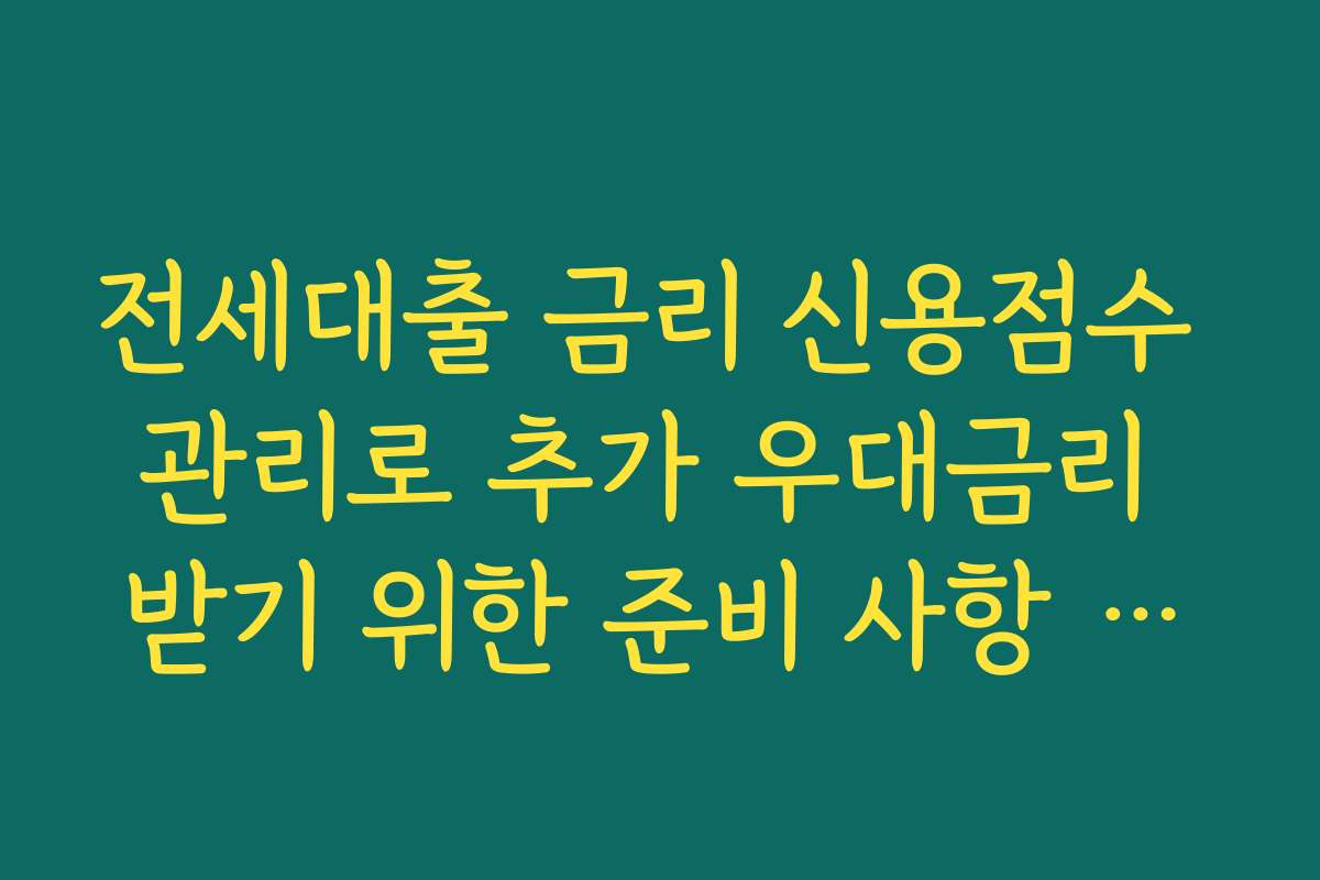 전세대출 금리 신용점수 관리로 추가 우대금리 받기 위한 준비 사항 정리