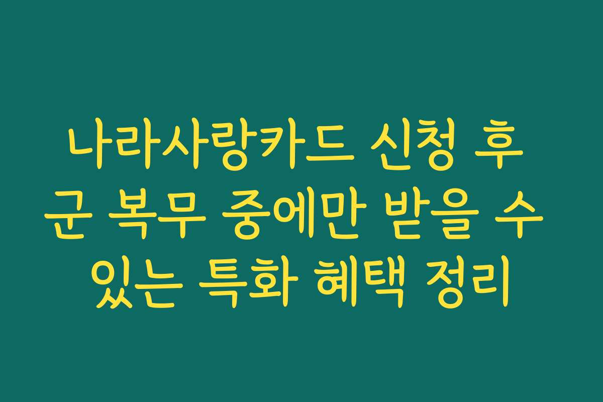 나라사랑카드 신청 후 군 복무 중에만 받을 수 있는 특화 혜택 정리