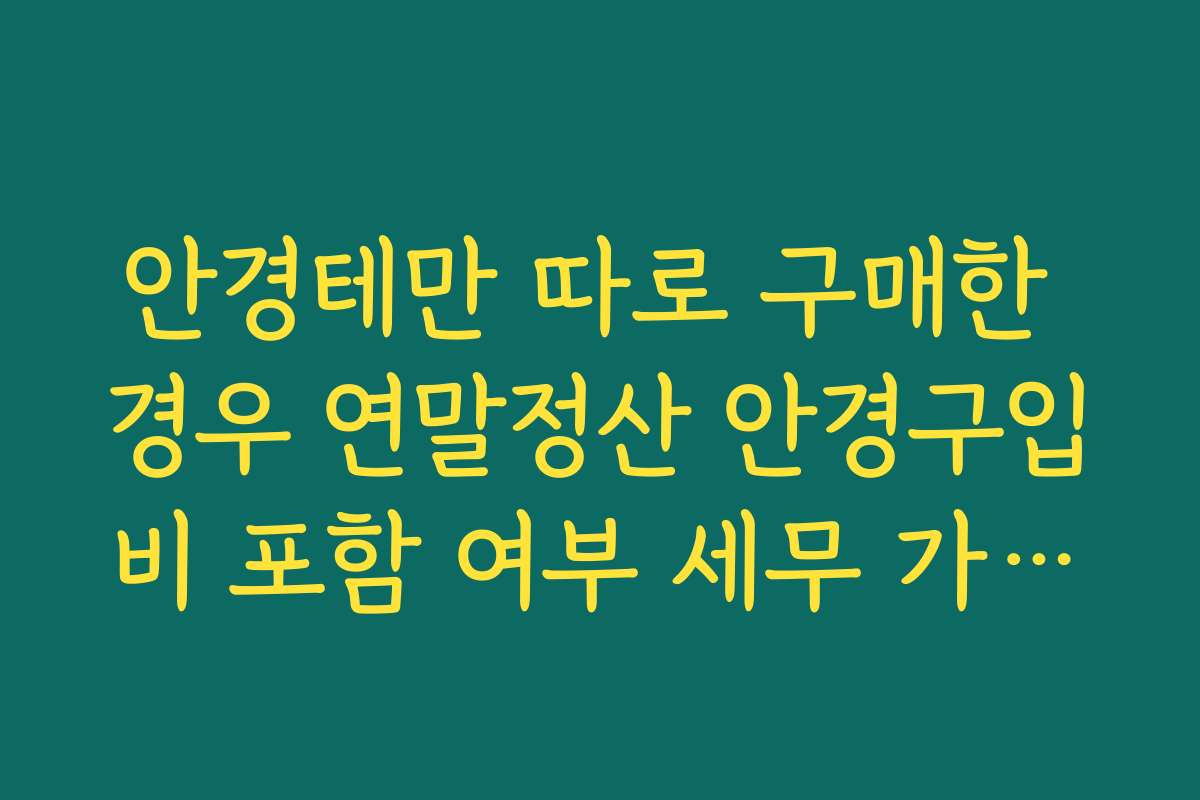 안경테만 따로 구매한 경우 연말정산 안경구입비 포함 여부 세무 가이드