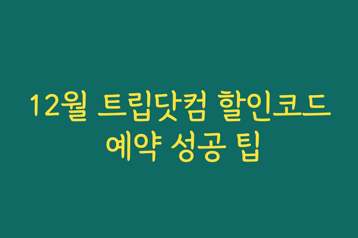 12월 트립닷컴 할인코드 예약 성공 팁