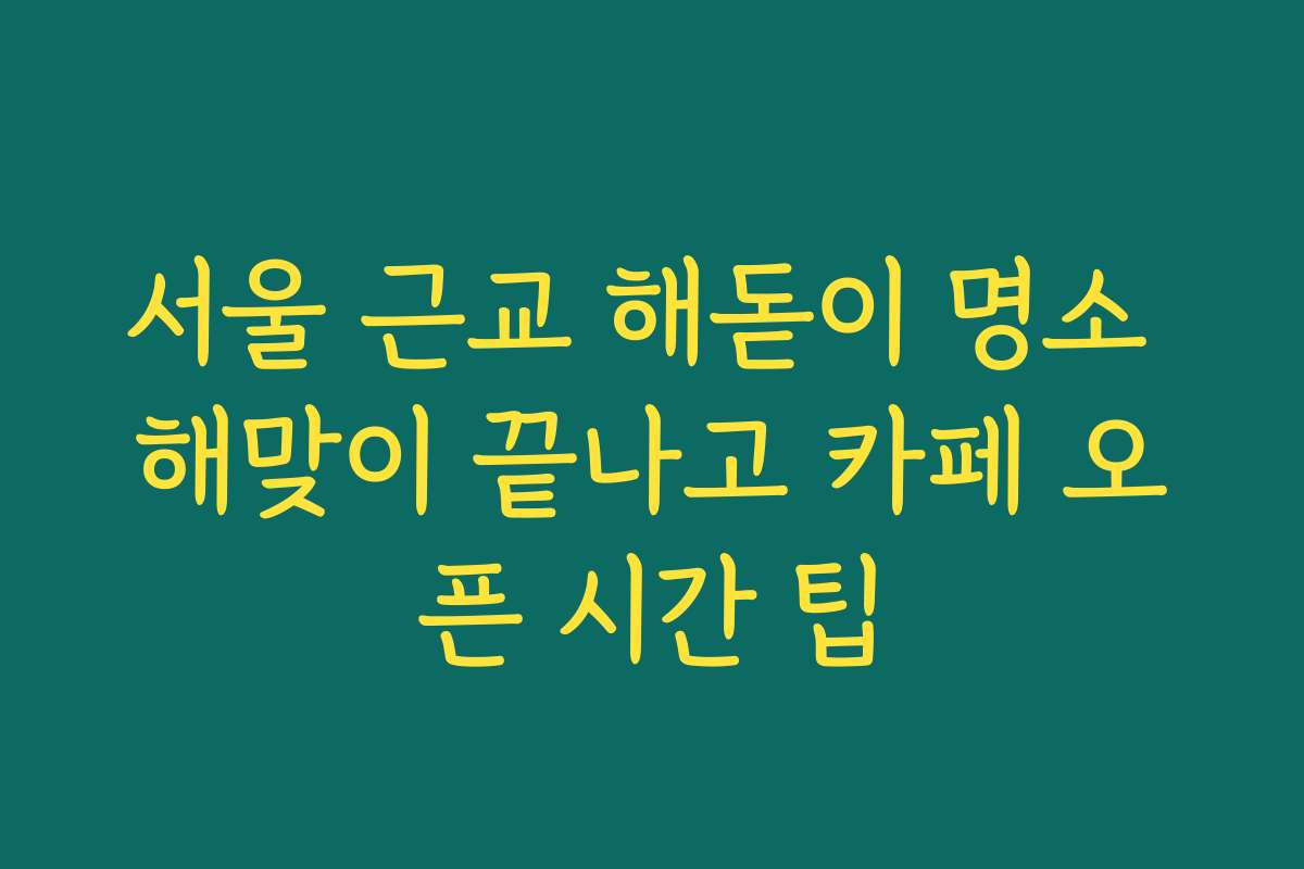 서울 근교 해돋이 명소 해맞이 끝나고 카페 오픈 시간 팁