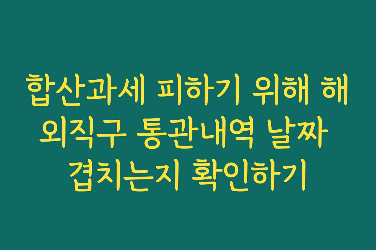 합산과세 피하기 위해 해외직구 통관내역 날짜 겹치는지 확인하기