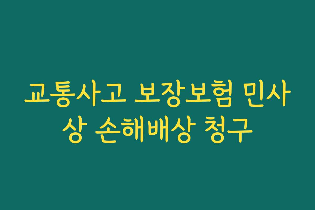 교통사고 보장보험 민사상 손해배상 청구