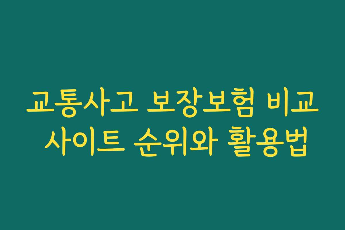 교통사고 보장보험 비교 사이트 순위와 활용법