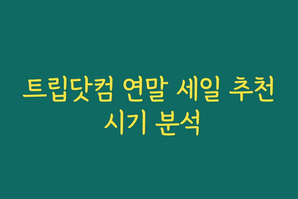 트립닷컴 연말 세일 추천 시기 분석