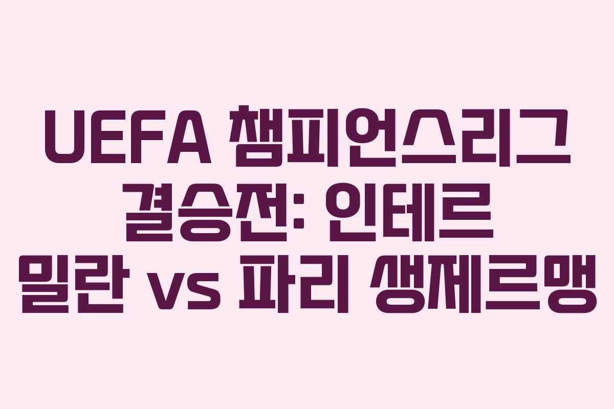 UEFA 챔피언스리그 결승전: 인테르 밀란 vs 파리 생제르맹