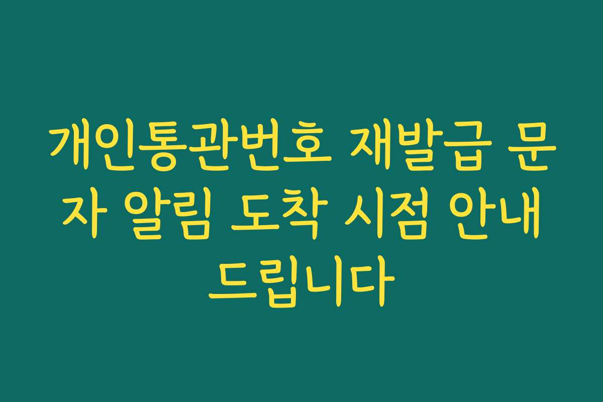 개인통관번호 재발급 문자 알림 도착 시점 안내드립니다