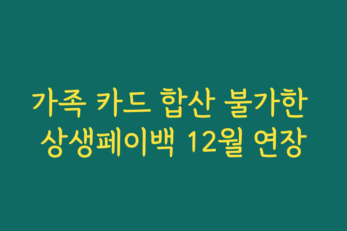 가족 카드 합산 불가한 상생페이백 12월 연장