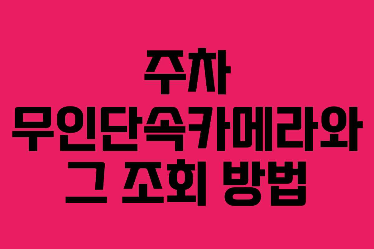 주차 무인단속카메라와 그 조회 방법