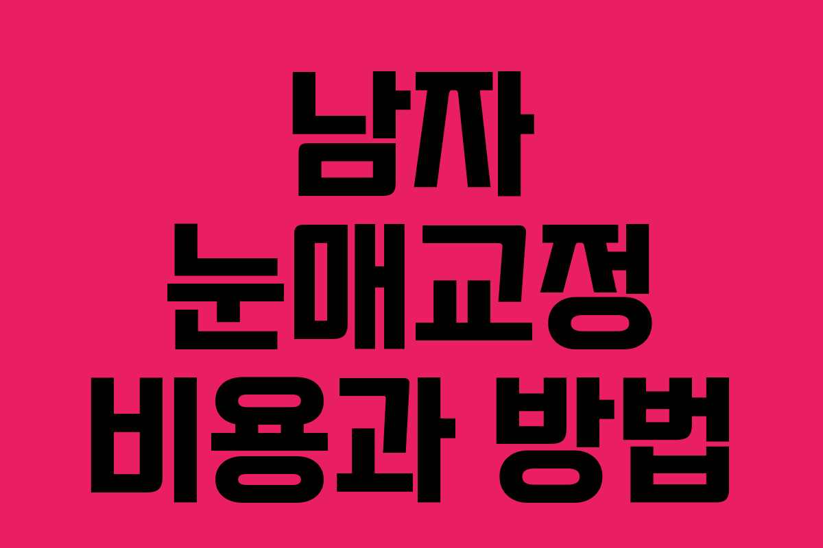 남자 눈매교정 비용과 방법